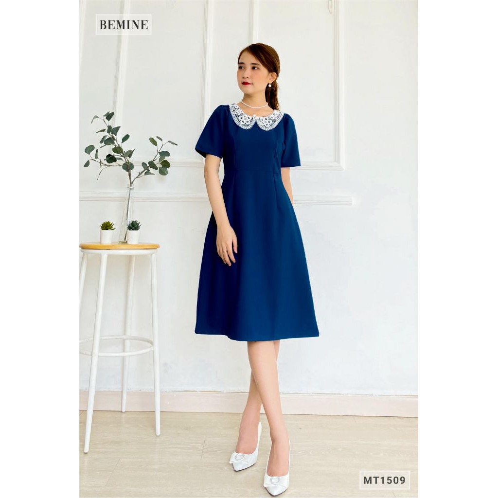 [Mã WABRWA15 giảm 15% đơn 300K] Đầm xòe cổ phối ren BEMINE MT1509XANH | BigBuy360 - bigbuy360.vn