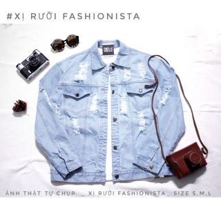 (2 kiểu TRƠN LOGO và RÁCH _ĐỦ SIZE S,M,L) Áo khoác jeans unisex có size nam nữ