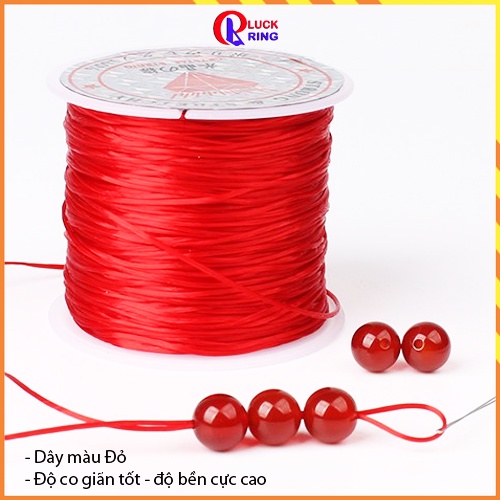 Dây xâu vòng phong thủy chun co giãn loại tốt, Dây xỏ chuỗi cước lụa 05mm nhiều màu 50m Tặng Kèm Kim Xâu - Luck Ring