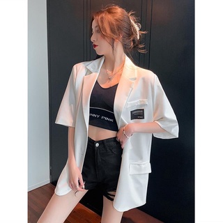 Áo khoác vest mỏng tay ngắn dáng rộng phong cách hong kong thời trang mùa hè cho nữ 2xc3