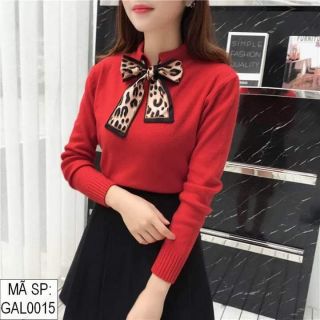 Áo len cổ kèm khăn