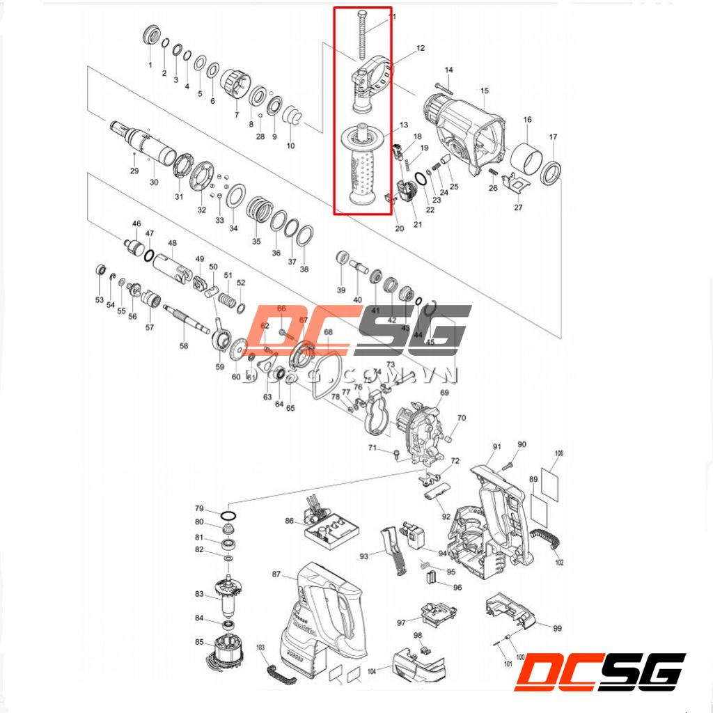 Tay cầm máy khoan bê tông dùng pin 18V Makita DHR242/243/244 | DCSG
