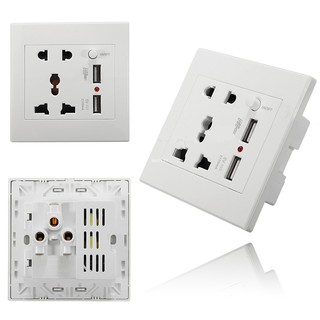 Bảng ổ cắm điện tích hợp 2 cổng USB 2.1A + công tắc gắn tường tiện dụng