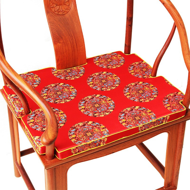 Đệm lót ghế bành gỗ lưng tròn dày dặn chống trượt kiểu trung quốc có thể tháo rời và giặt tiện dụng