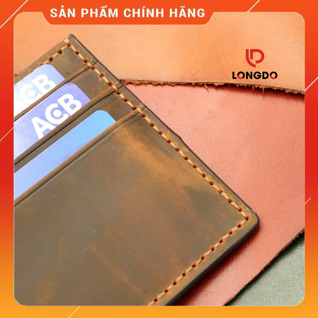 Ví Da Sáp Cao Cấp - Cam Kết 100% Da Bò Thật - Màu Nâu Bò Hàng Chính Hãng Thương Hiệu Longdo Leather - B01