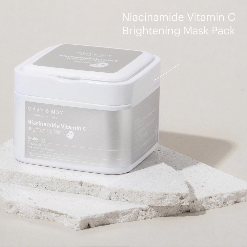 Hộp Mặt Nạ Giấy Sáng Da Mary & May Niacinamide Vitamin C Brightening Mask 400g