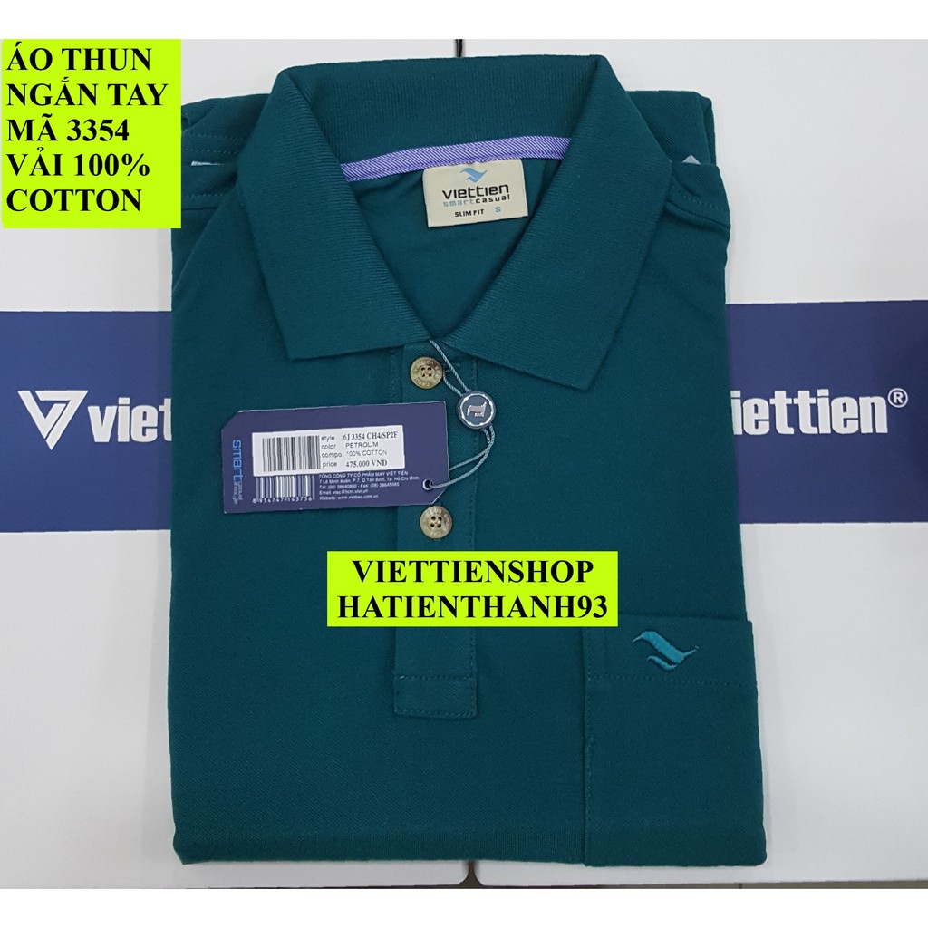 (3354 Sp) ÁO THUN VIỆT TIẾN NGẮN TAY CÓ CỔ FORM ÔM