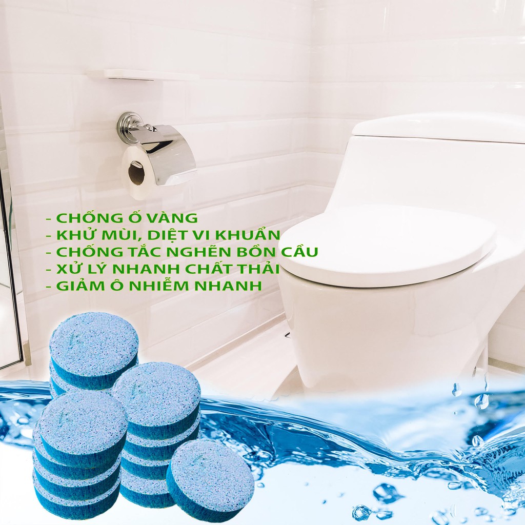 Viên vệ sinh tẩy rửa thả bồn cầu, khử mùi toilet, xử lý chất thải hầm cầu - Viên nén sinh học vi sinh, sản xuất VN