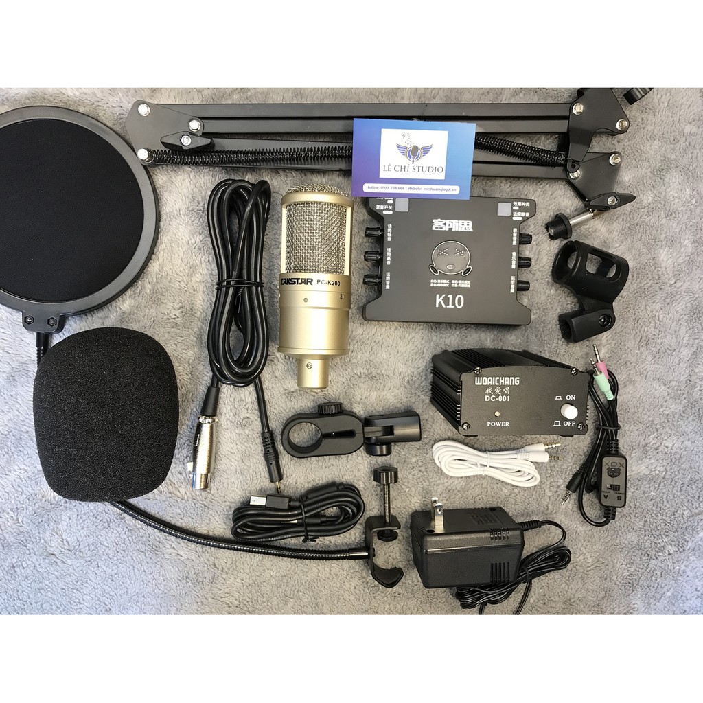 Bộ Combo Micro Thu Âm Takstar PC K200 + Sound Card K10 + Phụ Kiện