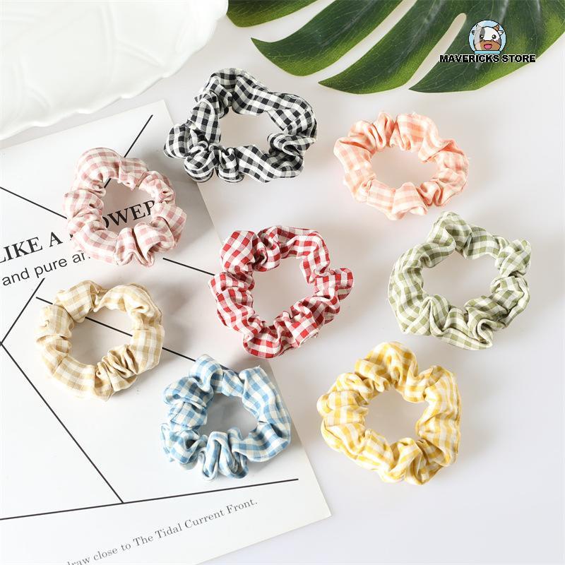 Dây cột tóc co giãn họa tiết caro thời trang mùa hè Hàn Quốc cho nữ