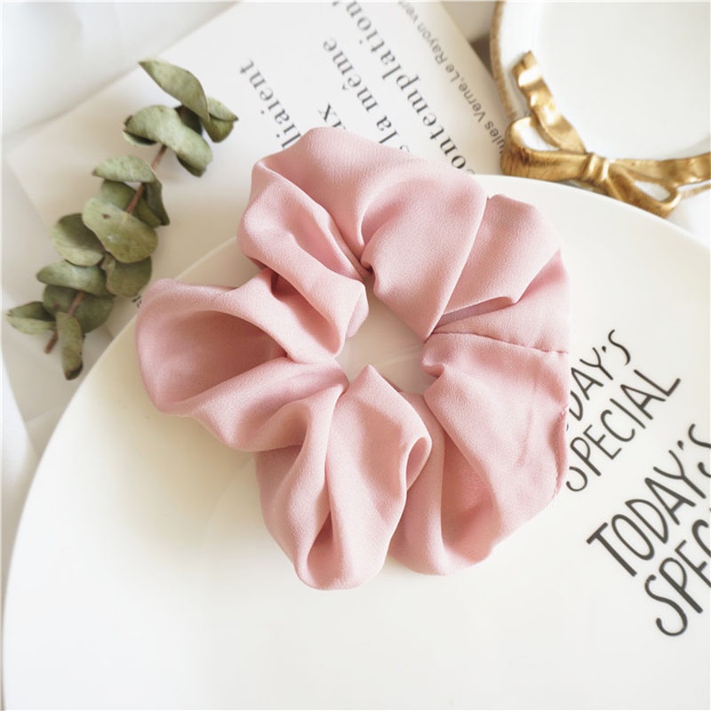 Dây buộc tóc satin co giãn tốt màu trơn đơn giản thời trang dành cho nữ