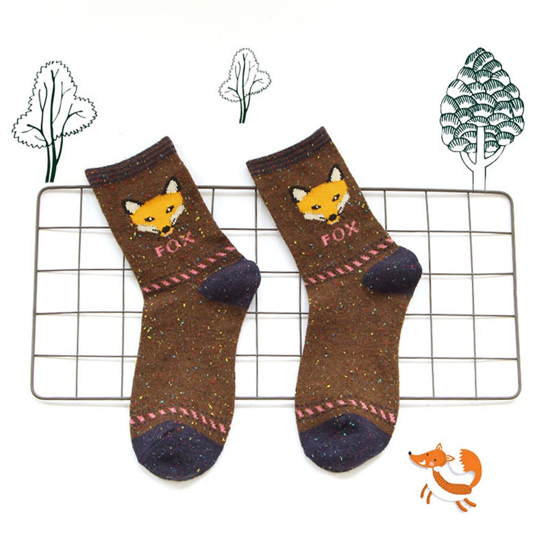 Vớ Cotton Họa Tiết Hoạt Hình Động Vật Phong Cách Hàn Quốc Xinh Xắn Cho Nữ