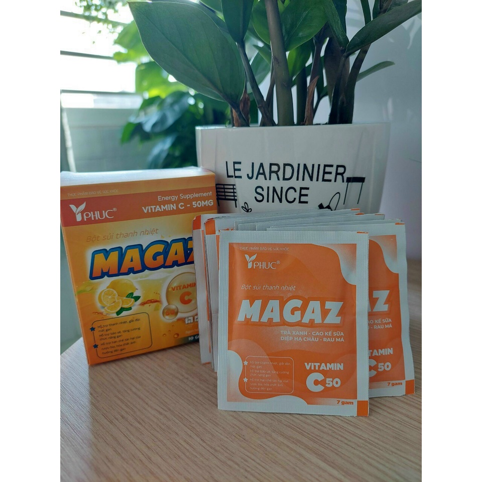 Bột thanh nhiệt Magaz  - giảm nhiệt miệng, bổ sung vitamin C - Vitamin C 50mg Hộp 10 gói