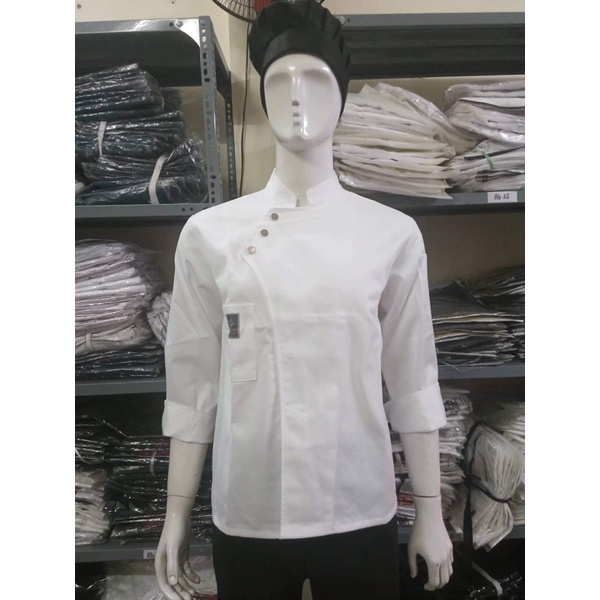 Áo bếp, đồng phục bếp dài tay vải cotton dày ab34