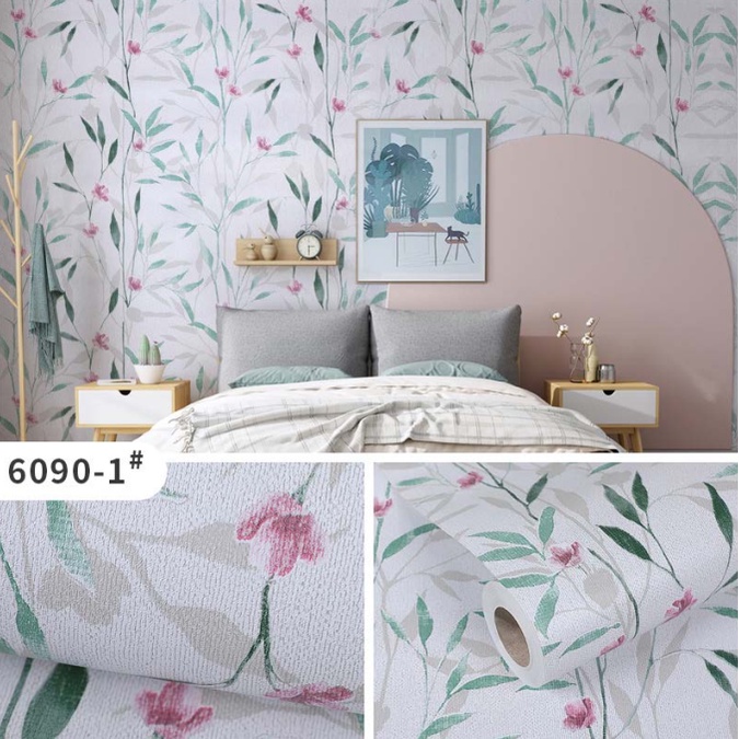 Decal giấy dán tường HOA NHÍ LÁ XANH khổ 45cm keo sẵn