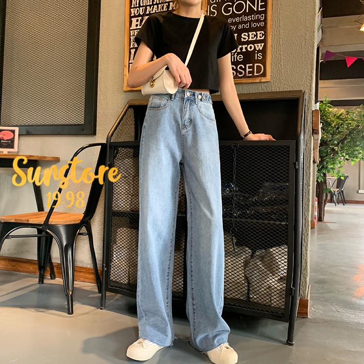 [Mã WASTMAY giảm 15% tối đa 30K đơn 150K] Quần jeans suông dài ống rộng phong cách hàn quốc ulzzang | BigBuy360 - bigbuy360.vn