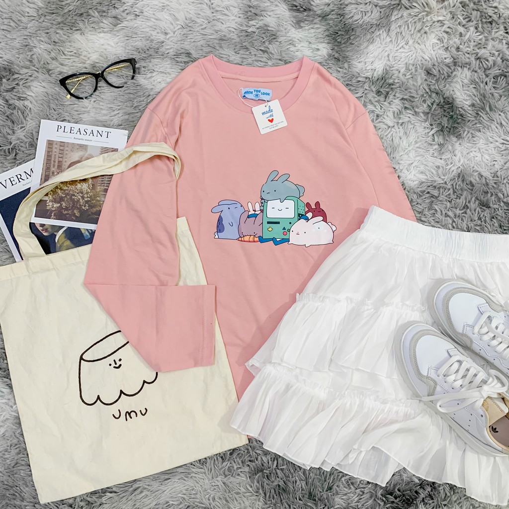 Áo Thun Tay Dài Unisex Form Rộng BMO THỎ MADE YOU LOOK ( HÀNG ĐẸP KÈM ẢNH THẬT )