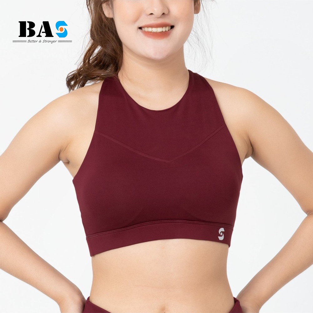 Áo bra tập yoga gym aerobic cổ yếm BAS dáng croptop thể thao sát nách - AB40042