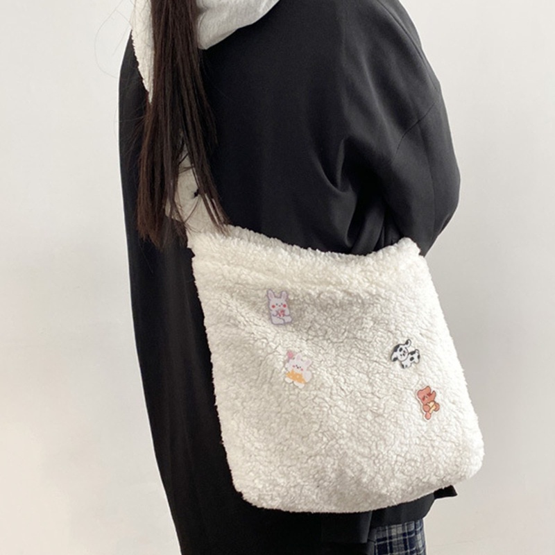 Túi Xách Đeo Vai Cỡ Lớn Bằng Vải Bông Họa Tiết Hoạt Hình Cổ Điển Cho Nữ