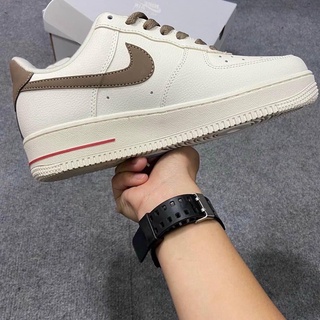 Giày thể thao Nike_AF1 vệt nâu, Giày sneaker Air Force 1 Low White Brown nam nữ hot tren 2022