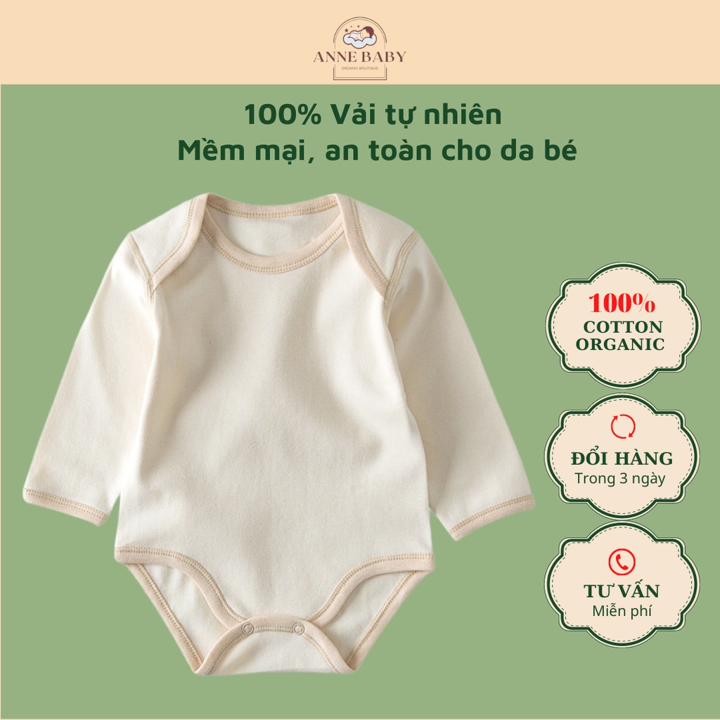 Body Chip Cho Bé 0-2 Tuổi Cotton Organic Dài Tay Màu Trơn, Áo Liền Thân Romper Cho Bé Sơ Sinh Hữu Cơ Tự Nhiên