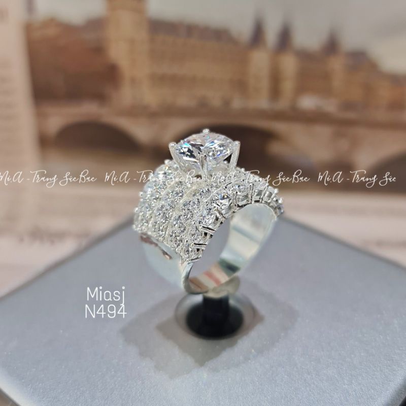 Nhẫn nữ Bạc Ý S925 đá Cz cao cấp miễn phí xi kim N494| Mi.A Trang sức bạc