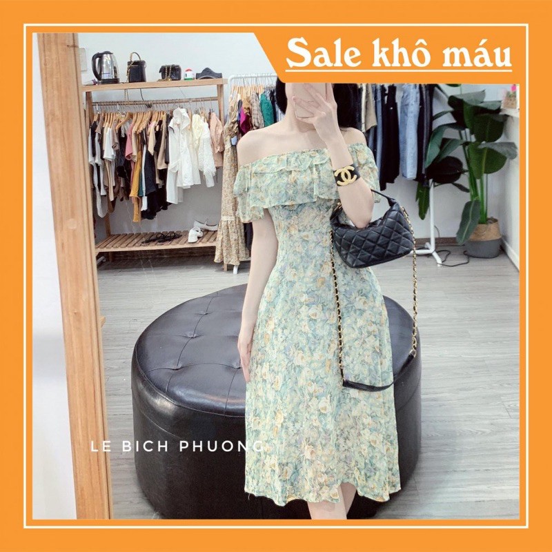 [ 𝐅𝐑𝐄𝐄 𝐒𝐇𝐈𝐏 ] Váy Hoa Xanh Hoạ Tiết Cao Cấp Hot Hit Chất Tơ Đũi QC Cao Cấp Cực Mềm, Đẹp, Mát Trong May lót dễ mặc