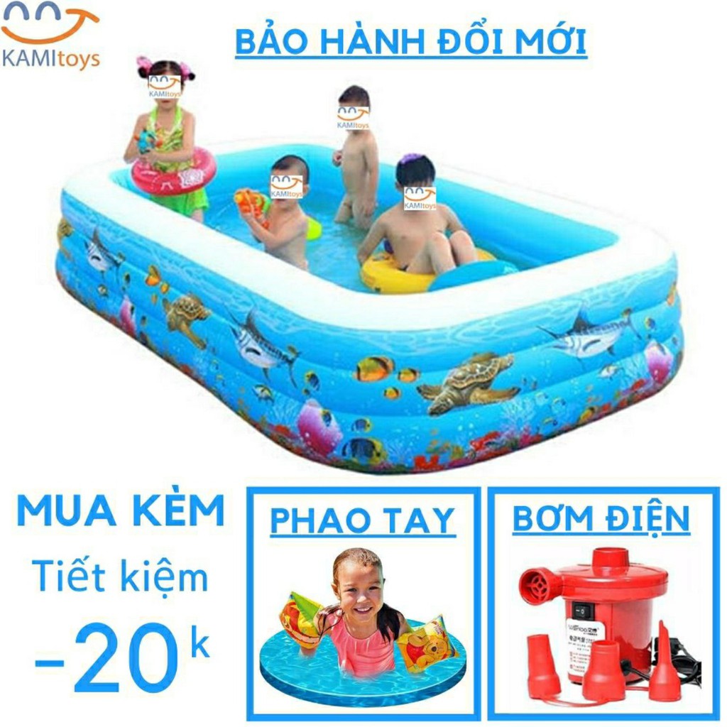 BỂ BƠI PHAO BƠI CHỮ NHẬT 1,3M 3 TẦNG CHO BÉ