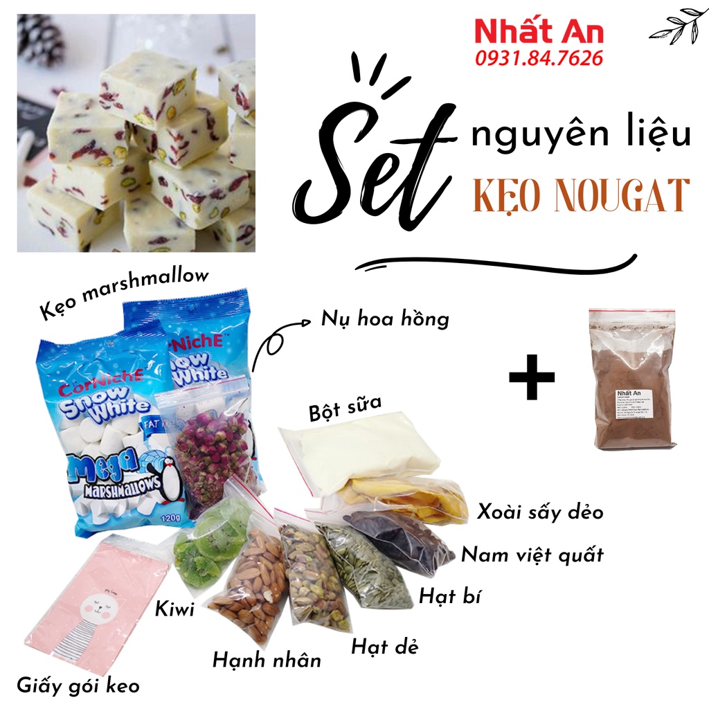 Set nguyên liệu làm kẹo nougat - Kẹo hạnh phúc Nhất An