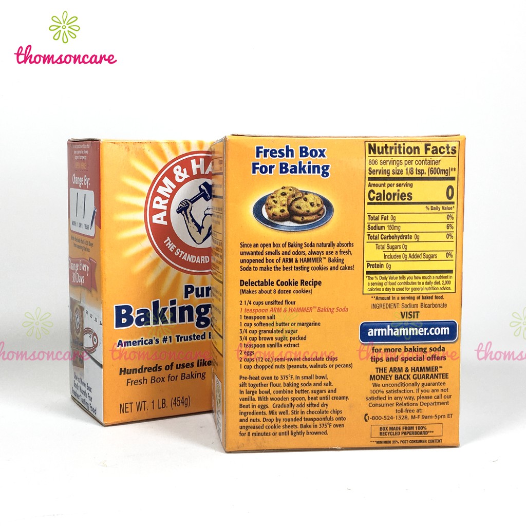 Bột Baking Soda đa công dụng cho mọi gia đình, muối nở, làm bánh, tẩy trắng - Hộp 454g