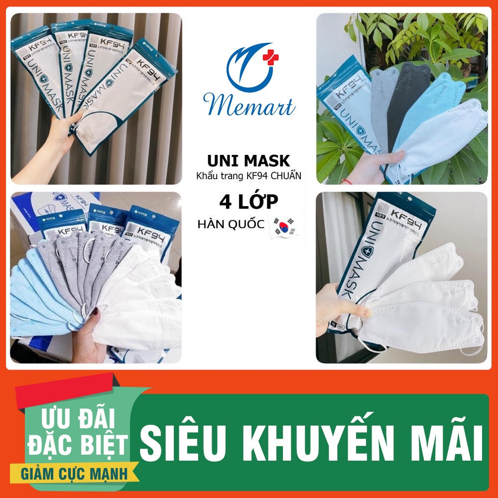 Khẩu Trang Uni Mask KF94 Công Nghệ Hàn Quốc 4D Kháng Khuẩn