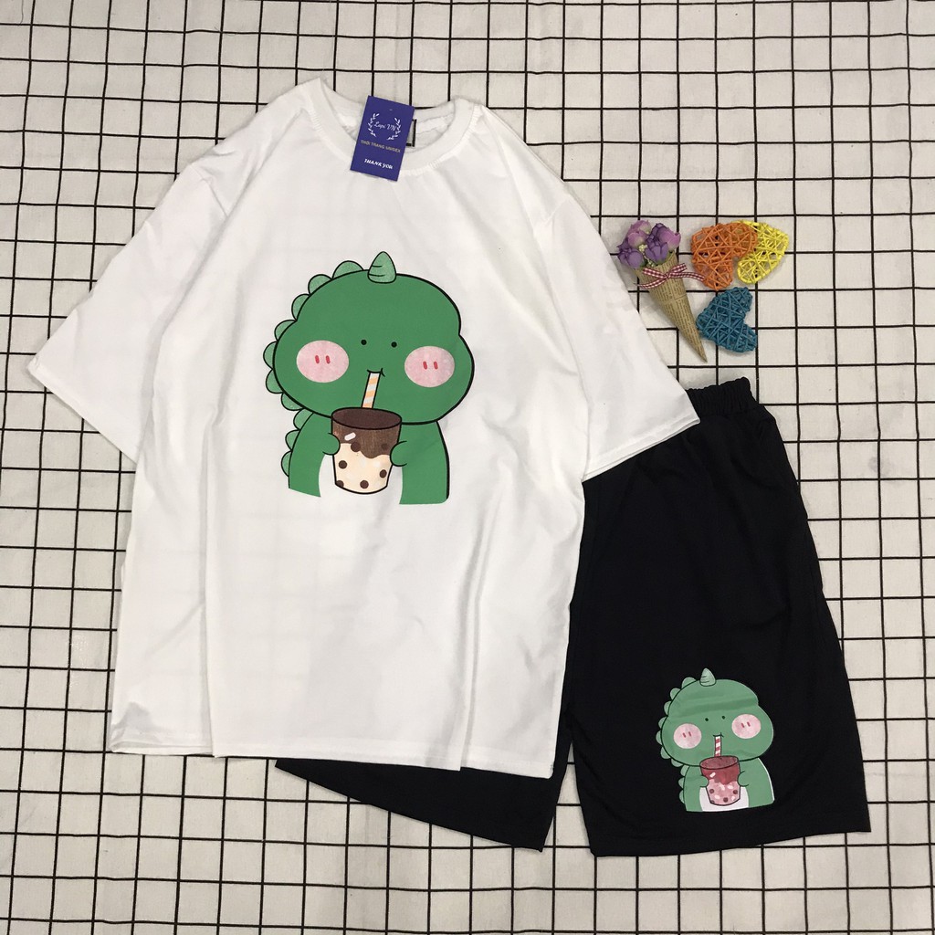 Đồ Bộ Hoạt Hình Unisex KHỦNG LONG TRÀ SỮA – Lapi VN, Set Cartoon, Freesize, Thun Cotton, Nam Nữ Đều Mặc Được | BigBuy360 - bigbuy360.vn