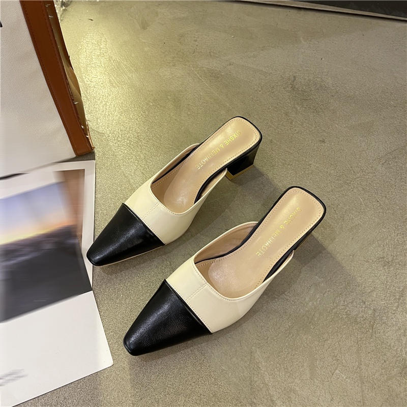 Dép cao gót mũi nhọn phong cách retro Pháp cho nữ