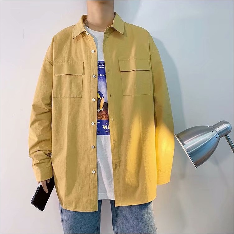 Áo sơ mi nam form rộng dài tay vải thô phong cách Hàn Quốc Quảng Châu hà nội hcm Pon.mens
