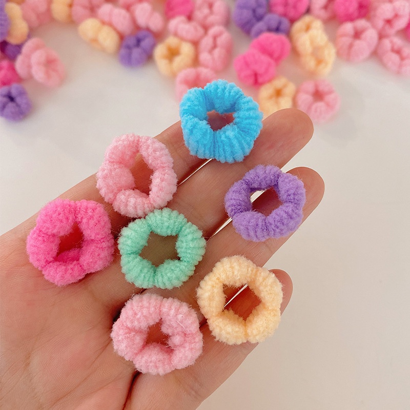 Set 100 Dây Buộc Tóc Co Giãn Màu Kẹo In Hoa Dễ Thương Cho Bé Gái