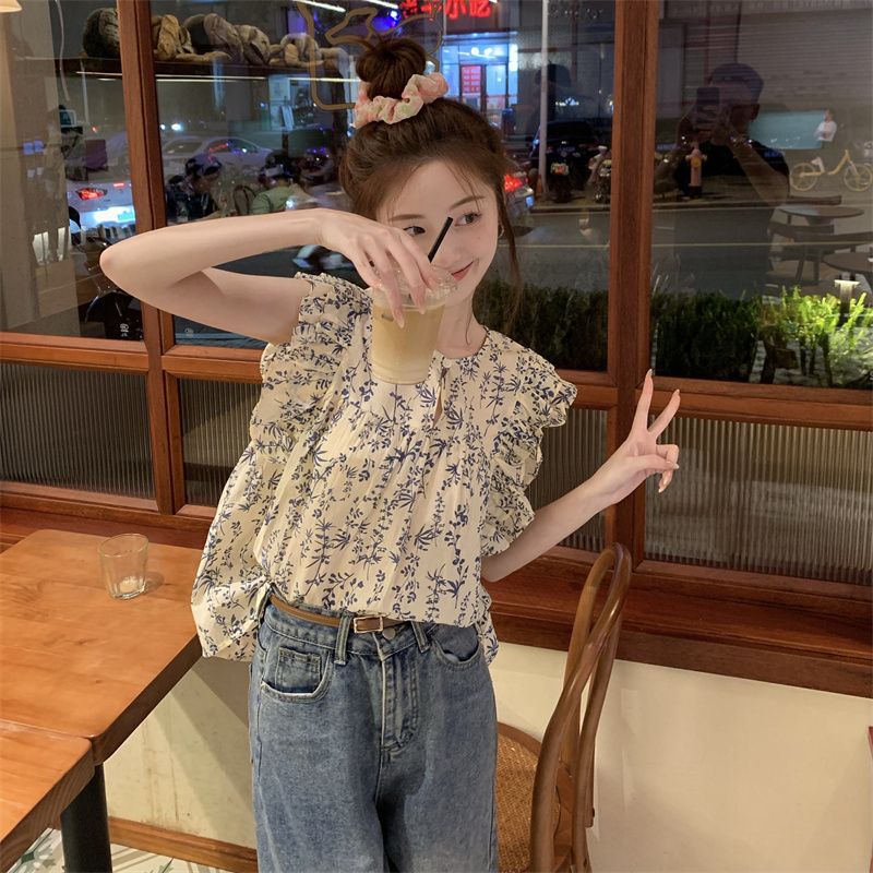 Áo Hoa Nhí Tay Bèo Phong Cách Retro 💓