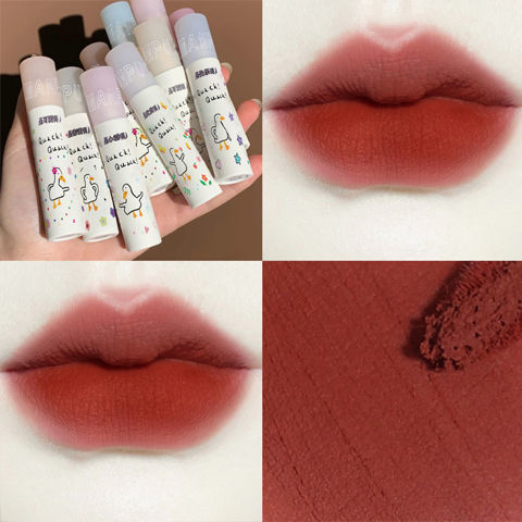 DAIMANPU Cute Duck Lip Mud Matte Lip Glaze Moisturizing 6 Color Lipstick Waterproof
