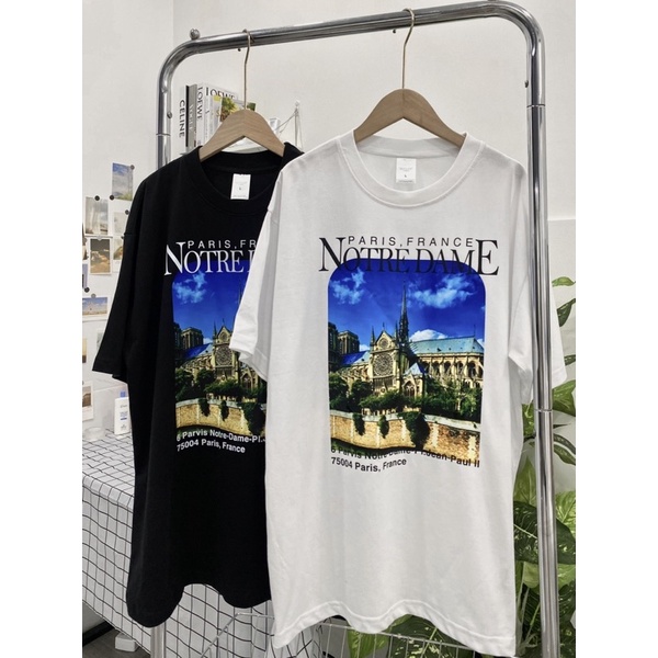ÁO THUN TAY LỠ COTTON NOTRE DAME FORM UNISEX NAM NỮ (hình chụp thật)