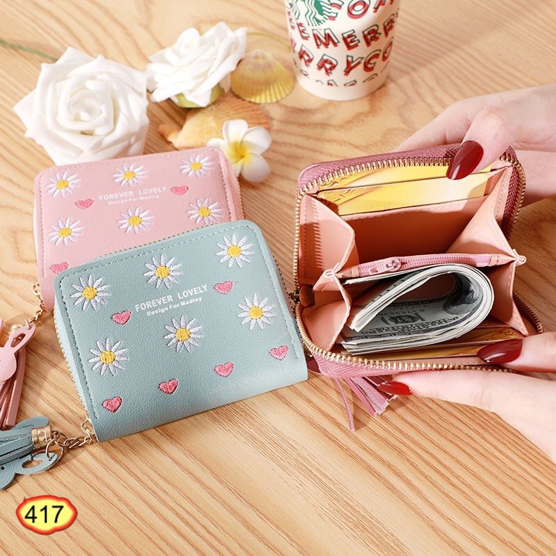 Ví Ngắn Nữ Hoa Cúc Mưa Tim FOREVER LOVELY Hot Trend 417