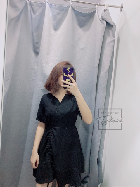 Váy đen dự tiệc BlaPink thiết kế rút dây cổ trụ màu đen Basic - Mya Dress T104 | BigBuy360 - bigbuy360.vn