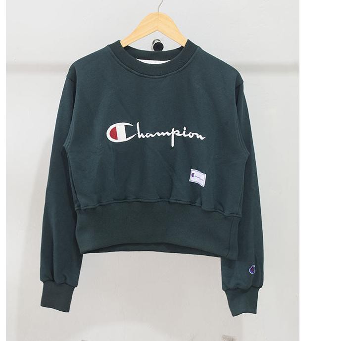 Áo Sweater Lửng In Chữ Champion 5.5 Thời Trang Cho Nữ