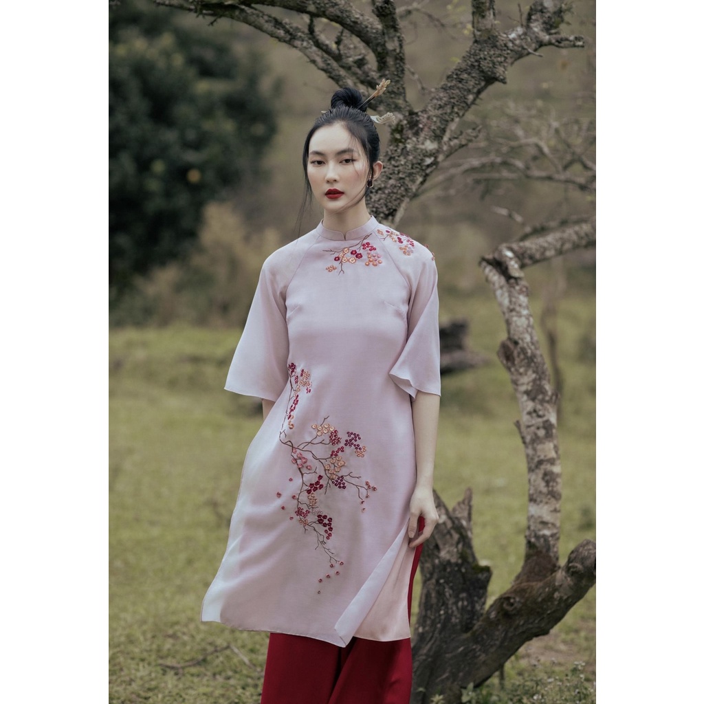 ÁO DÀI TƠ VOAN 2 LỚP HỌA TIẾT MÙA XUÂN HOT TẾT 2022