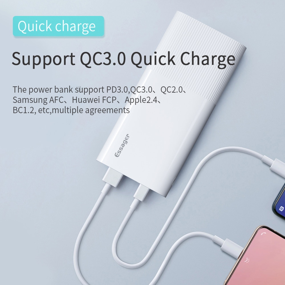 Essager Sạc Dự Phòng 20000mAh Cho Xiaomi Di Động USB Type-C PD QC 3.0 Fast Charging for Smart Phone