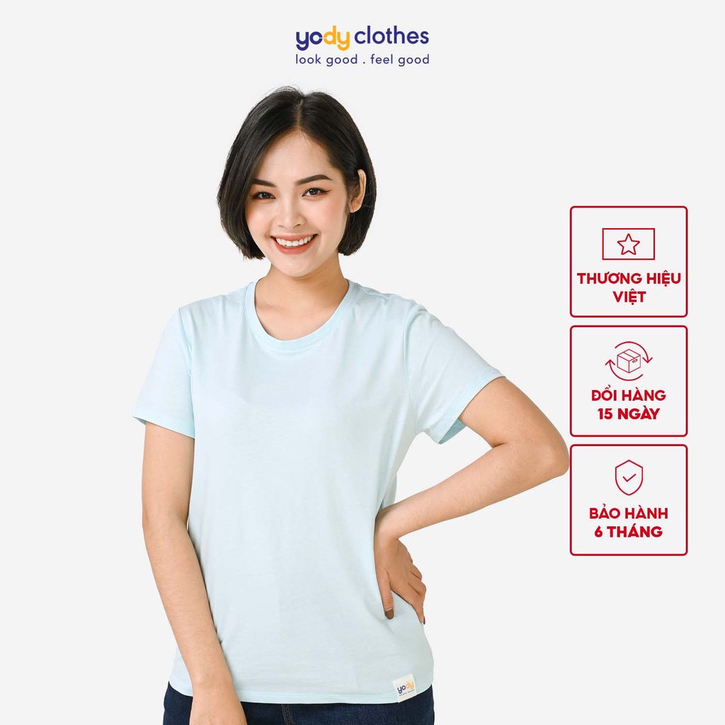 Áo thun cổ tròn nữ YODY cotton vải mềm mại thấm hút tốt TSN5332 | BigBuy360 - bigbuy360.vn