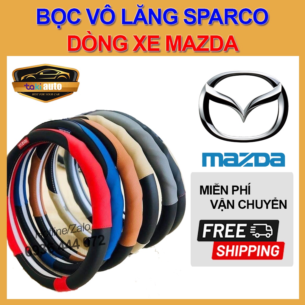 [FREESHIP] Bọc vô lăng ô tô xe hơi,bao da tay sparco cao cấp xe hơi Mazda 2,Mazda 3,Mazda 6,Mazda CX-5,Mazda BT-50