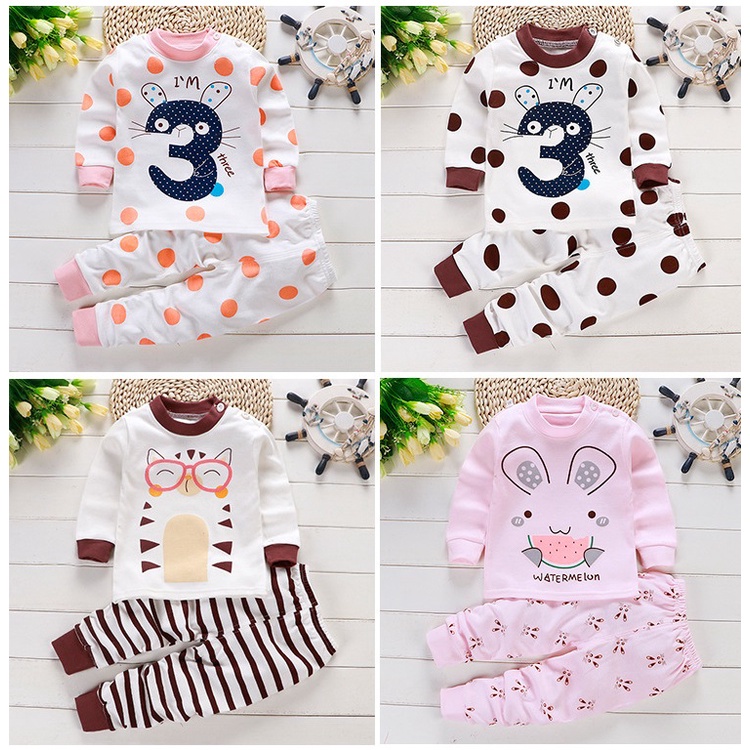 Bộ thu đông dài tay cotton giữ nhiệt cho bé quần áo trẻ em mềm mịn ấm áp thời trang