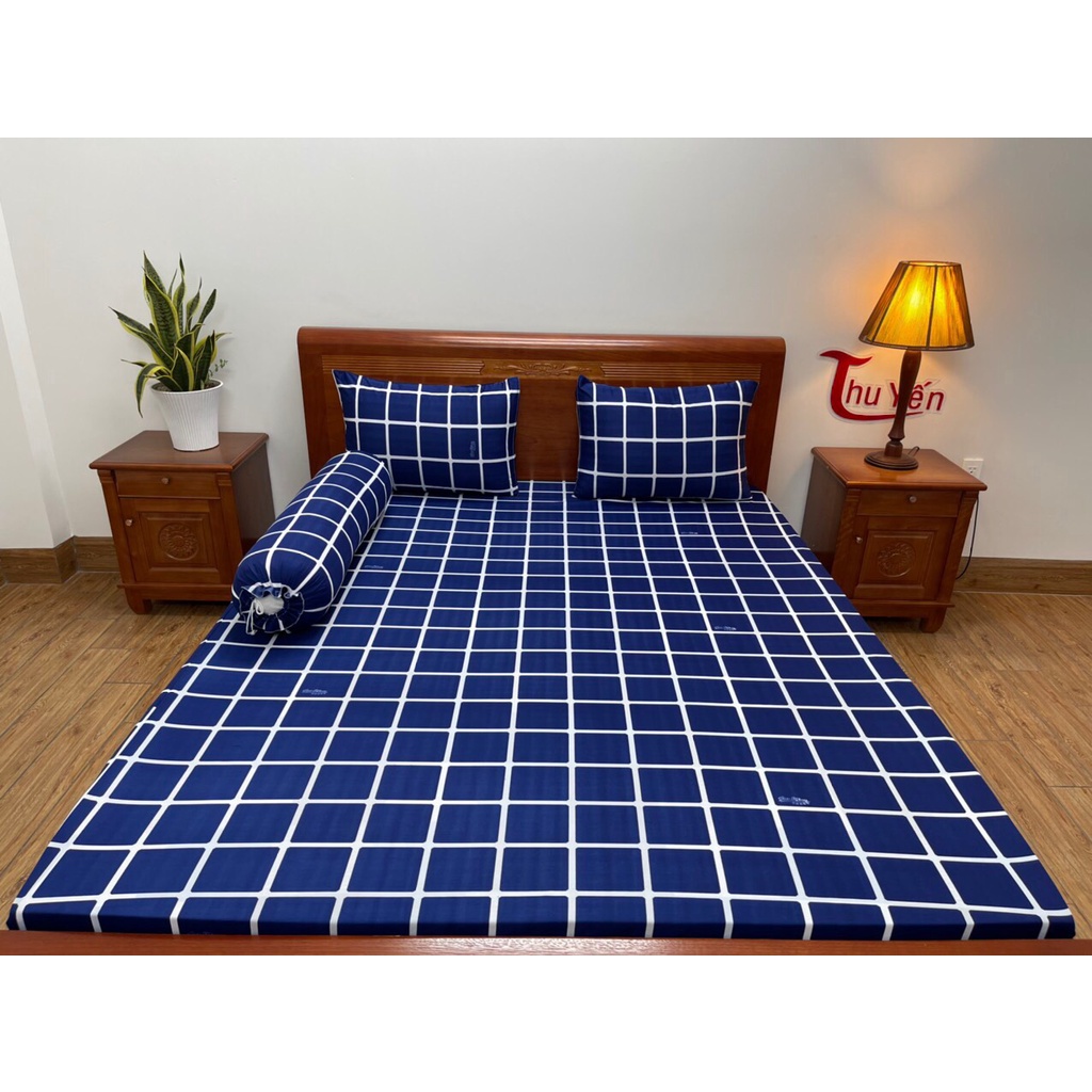 [1m6 Hoa Văn] Drap Ga Nệm Thun Lạnh HQ Cực Kì Mịn Mát Bộ Ga Trải Giường Vỏ Gối Drap Nệm Grap Giường