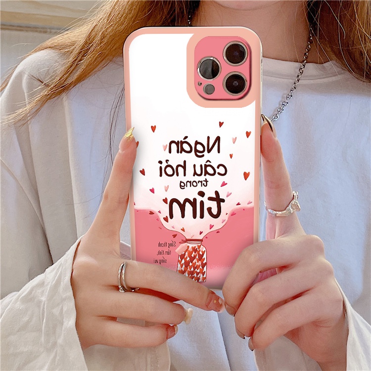 Ốp iPhone 11 viền vuông bảo vệ cam châm ngôn cuộc sống cho iP 6/6plus/7/Xsmax/11 đến 13 promax