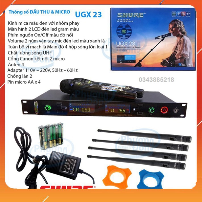 Mic Không Dây shure Ugx23 Chuyên Nghiệp - micro karaoke shure ugx23