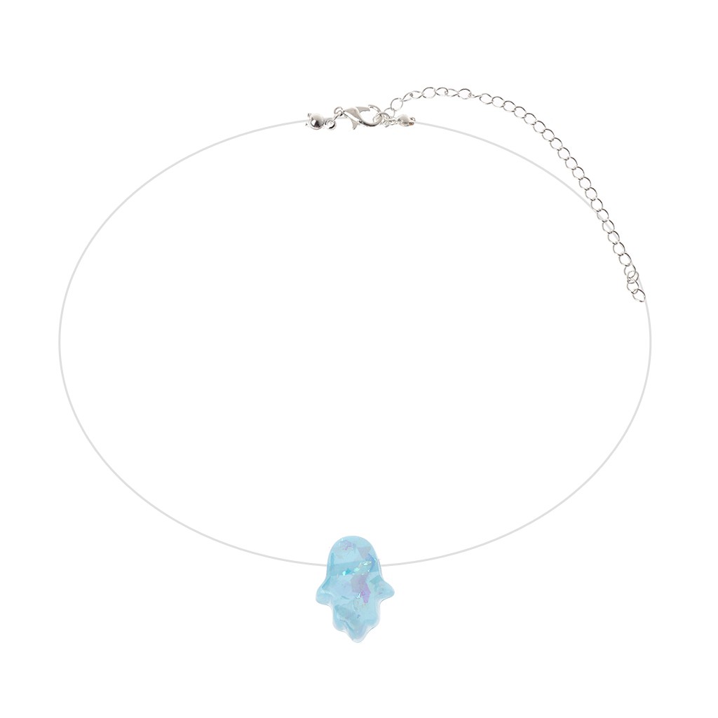 Dây chuyền mặt bàn tay bằng đá Opal trong suốt